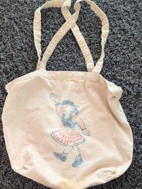 Rickie Lee Jones Nancy Canvas Tote Bag with Dance Girl Graphic - Beige